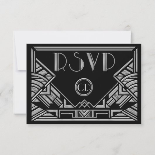Art Deco Gatsby Style Wedding RSVP-reactiekaarten RSVP Kaartje (Voorkant)