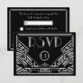 Art Deco Gatsby Style Wedding RSVP-reactiekaarten RSVP Kaartje (Voorkant / Achterkant)