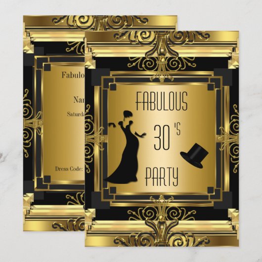 ART DECO Gatsby Tophat Fabulous Birthday Retro 4D Kaart (Voorkant / Achterkant)