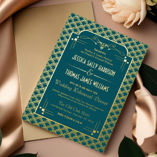 Art Deco Gatsby Trouwrepetitie in vintage stijl ui Folie Uitnodiging