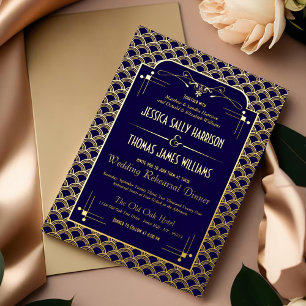 Art Deco Gatsby Trouwrepetitie in vintage stijl ui Folie Uitnodiging