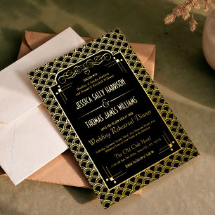 Art Deco Gatsby Trouwrepetitie in vintage stijl ui Folie Uitnodiging