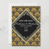 Art Deco Gatsby twintig  zwarte goudkleurig Feestdagenkaart (Voorkant)