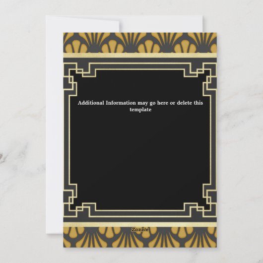 Art Deco Gatsby twintig  zwarte goudkleurig Feestdagenkaart (Achterkant)