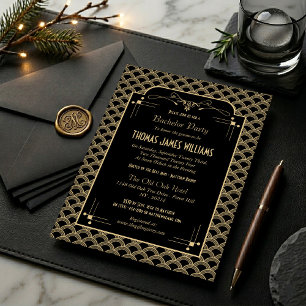 Art Deco Gatsby vrijgezellenfeest uit de jaren 20 Kaart