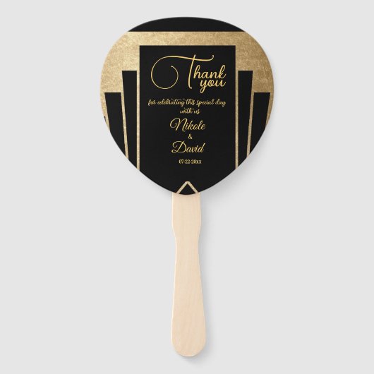 Art Deco Gatsby Wedding Handwaaier (Achterkant)
