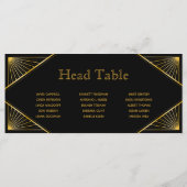 Art Deco Gatsby Wedding Head Table Seating Card Programmakaart (Achterkant)