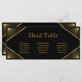 Art Deco Gatsby Wedding Head Table Seating Card Programmakaart (Voorkant / Achterkant)