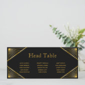 Art Deco Gatsby Wedding Head Table Seating Card Programmakaart (Staand voorkant)