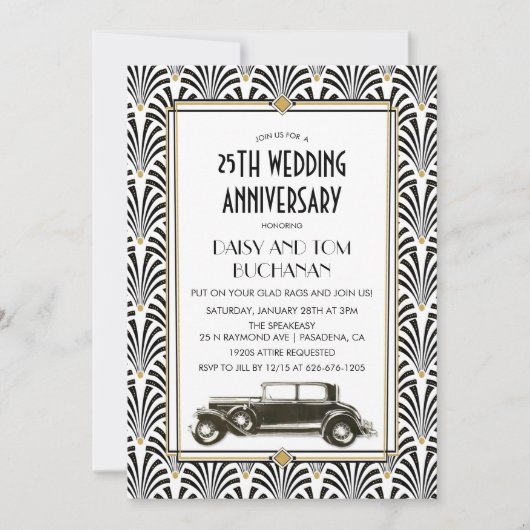 Art Deco Gatsby Wedding Jubileum Kaart (Voorkant)