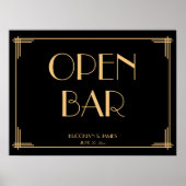  Art Deco Gatsby Wedding Open Bar Poster (Voorkant)