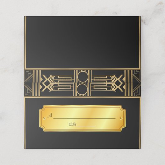 Art Deco Gatsby Wedding Plaatskaartje (Buitenkant ongevouwen)