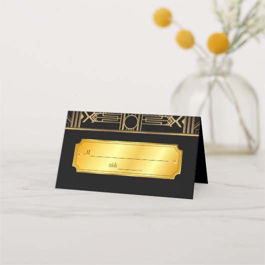 Art Deco Gatsby Wedding Plaatskaartje (Voorkant)