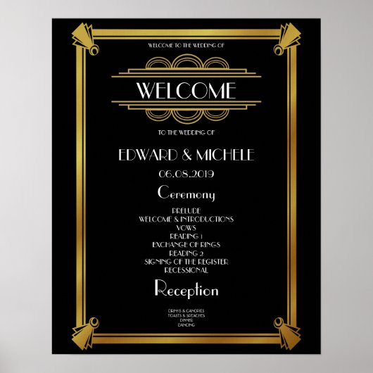 Art Deco Gatsby Wedding poster (Voorkant)