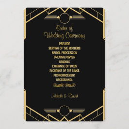 Art Deco Gatsby Wedding Programmakaart