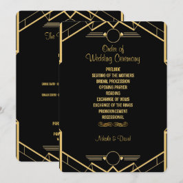 Art Deco Gatsby Wedding Programmakaart