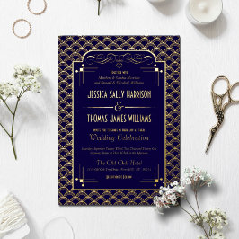 Art Deco Gatsby Wedding Real uit 1920 Folie Uitnodiging