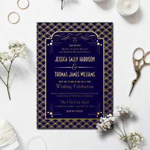 Art Deco Gatsby Wedding Real uit 1920 Folie Uitnodiging