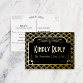 Art Deco Gatsby Wedding RSVP Real uit 1920 Folie Uitnodiging Briefkaart