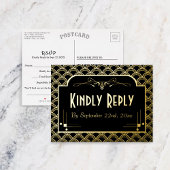 Art Deco Gatsby Wedding RSVP Real uit 1920 Folie Uitnodiging Briefkaart