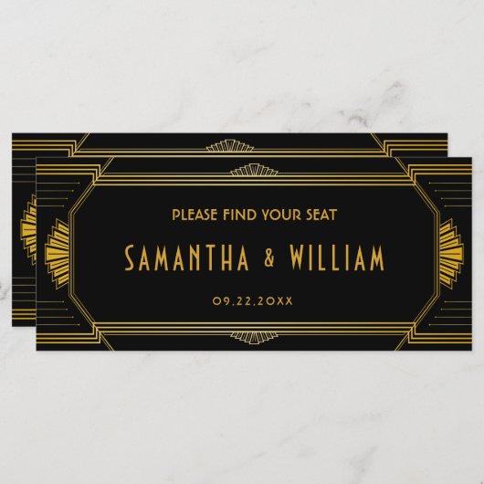Art Deco Gatsby Wedding Seating Chart Programmakaart (Voorkant / Achterkant)