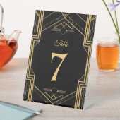 Art Deco Gatsby Wedding Table Number Reclamebord Met Voetstuk (Insitu)