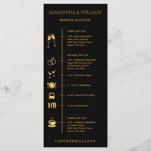 Art Deco Gatsby Wedding tijdlijn Kaart (Achterkant)