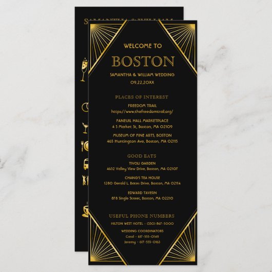 Art Deco Gatsby Wedding tijdlijn Kaart (Voorkant / Achterkant)