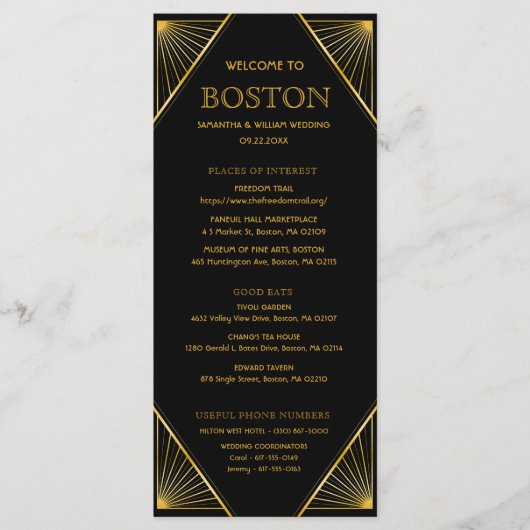 Art Deco Gatsby Wedding tijdlijn Kaart (Voorkant)