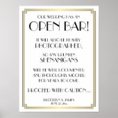 Art Deco Gatsby White en Gold Open Bar 18x24 Poster (Voorkant)