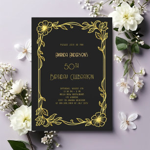 Art Deco Gatsby zwart goud verjaardag Kaart