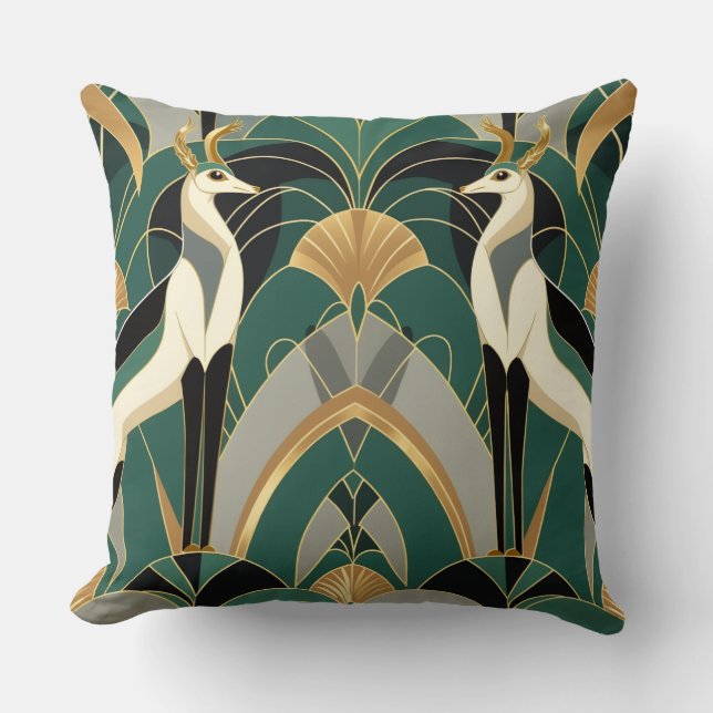 Art Deco Gazelle Elegance Kussen (Voorkant)
