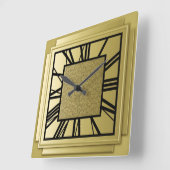 Art Deco, geborsteld goud Vierkante Klok (Hoek)