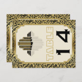 Art Deco gebouw zwart goud trouwtafel nummer Briefkaart (Voorkant / Achterkant)