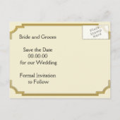 Art Deco gebouw zwart gouden bruiloft Save the Dat Aankondigingskaart (Achterkant)