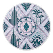 Art Deco gebouwen en palmen Keramische Knop (Voorkant)