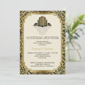 Art Deco gebouwen gouden trouwparen douche Kaart (Staand voorkant)