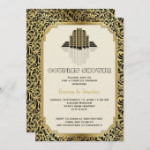 Art Deco gebouwen gouden trouwparen douche Kaart (Voorkant / Achterkant)