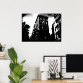 Art Deco gebouwen zwart en wit Poster (Thuiskantoor)