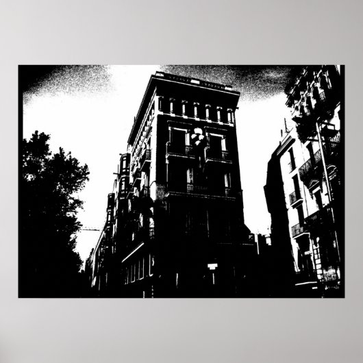 Art Deco gebouwen zwart en wit Poster (Voorkant)