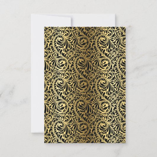 Art Deco gebouwen zwart, goud bruiloft RSVP (Achterkant)