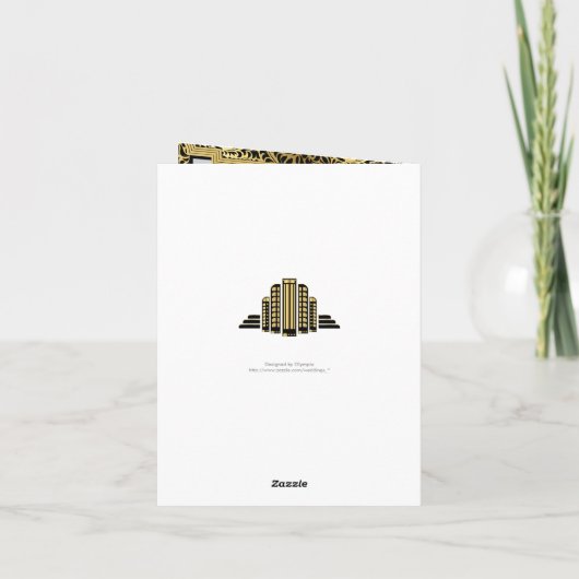 Art Deco gebouwen zwart, gouden trouw bedankt (Achterkant)