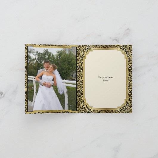 Art Deco gebouwen zwart, gouden trouw bedankt (Binnen)