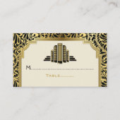 Art Deco gebouwen zwart, gouden trouwkaart Plaatskaartje (Voorkant)