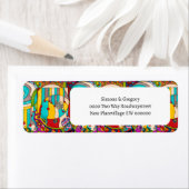 Art deco gebrandschilderd glas kleurrijk modern etiket (Insitu)