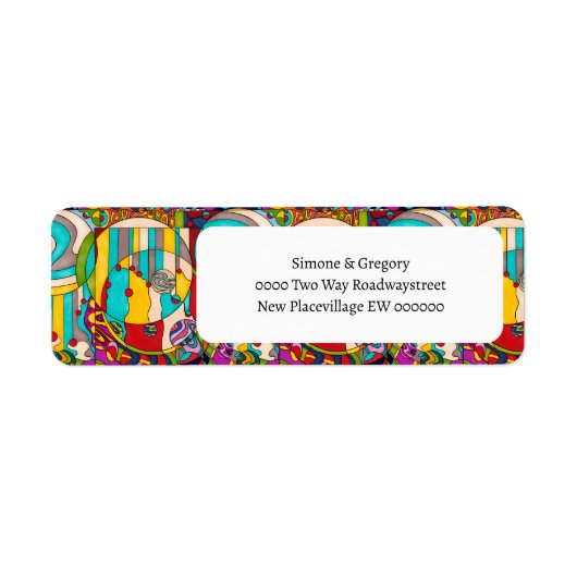 Art deco gebrandschilderd glas kleurrijk modern etiket (Voorkant)