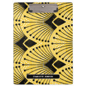 Art Deco Geel  Pauw Patroon Klembord (Voorkant)