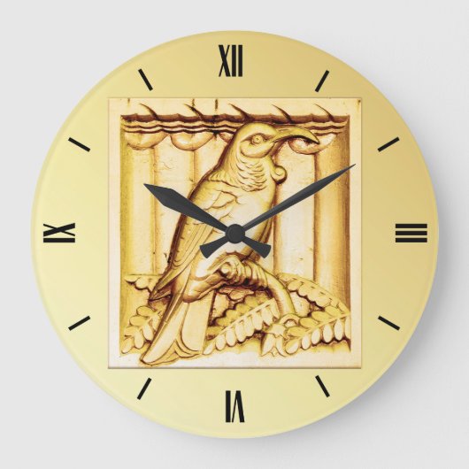 Art Deco-gehouwen steen valk - goud Grote Klok (Voorkant)