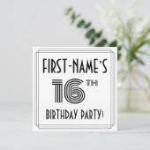 Art Deco geïnspireerd 16e verjaardagsfeest, op maa Kaart (Staand voorkant)