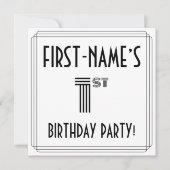 Art Deco Geïnspireerd 1st Birthday Party, aangepas Kaart (Voorkant)